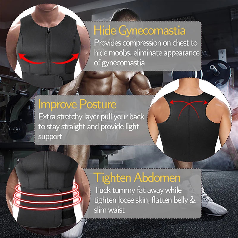 Men's Neoprene Sweat Shaper Vest™️ – Ultimate Fat-Burning Waist Trainer & Slimming Tank