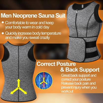 Men's Neoprene Sweat Shaper Vest™️ – Ultimate Fat-Burning Waist Trainer & Slimming Tank